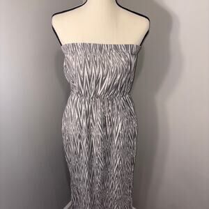 Kavu Elastic Band Gray Southwestern Print Maxi Dress Pockets Breathable Material